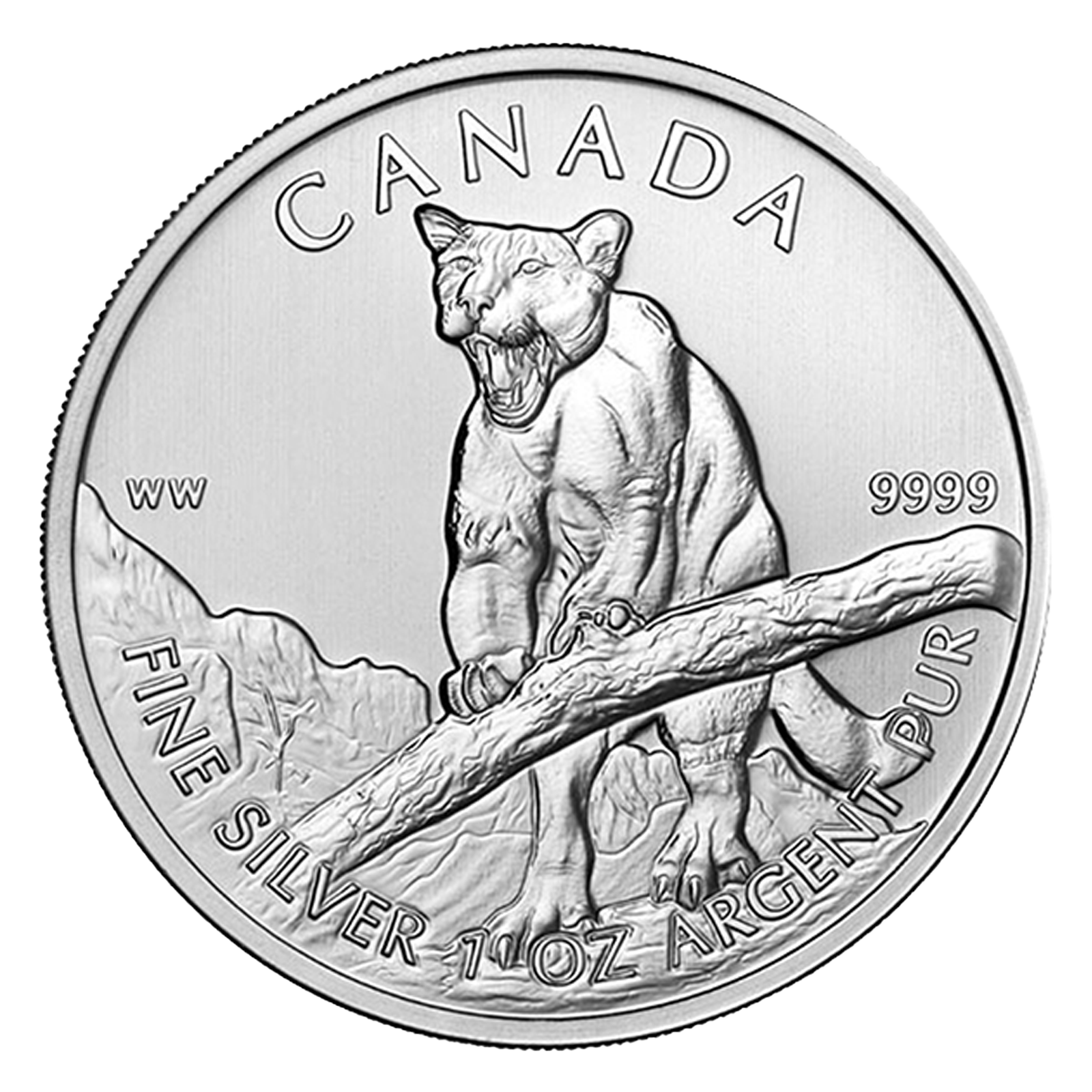 2012 1 oz Silver Cougar Coins - Canadian Wildlife Series Coin