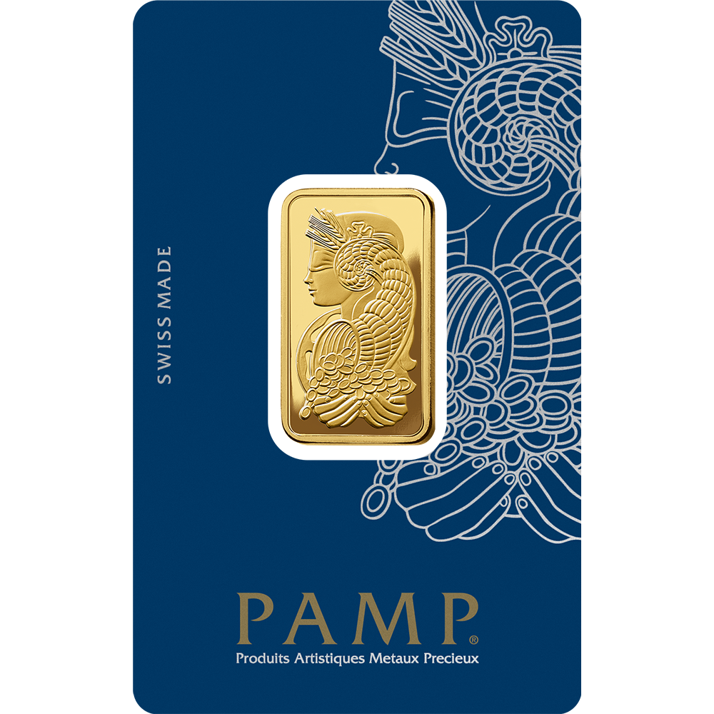 PAMP Suisse Lady Fortuna Gold Bars – Minted Ingot (.9999 Fine Gold) 1 g - 20 oz